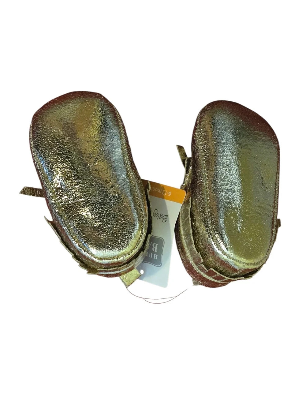 Hudson Baby Metallic Gold Toddler Girl Moccasins Pink Lining Size 6-12 Months